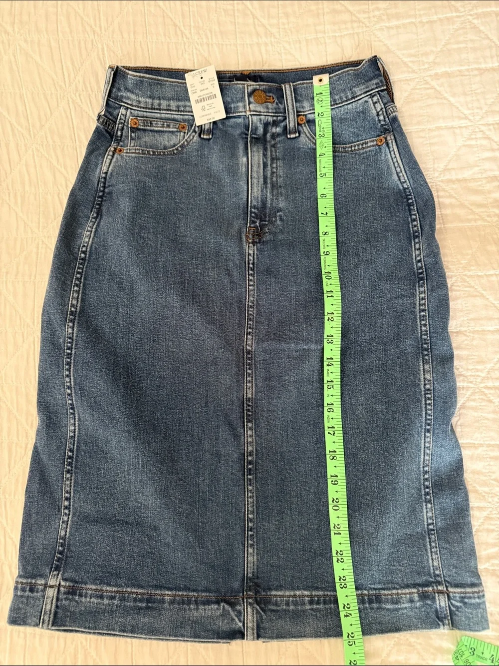 NWT J. Crew Classic Casual Chic Minimalist Denim Pencil Skirt - Size 0